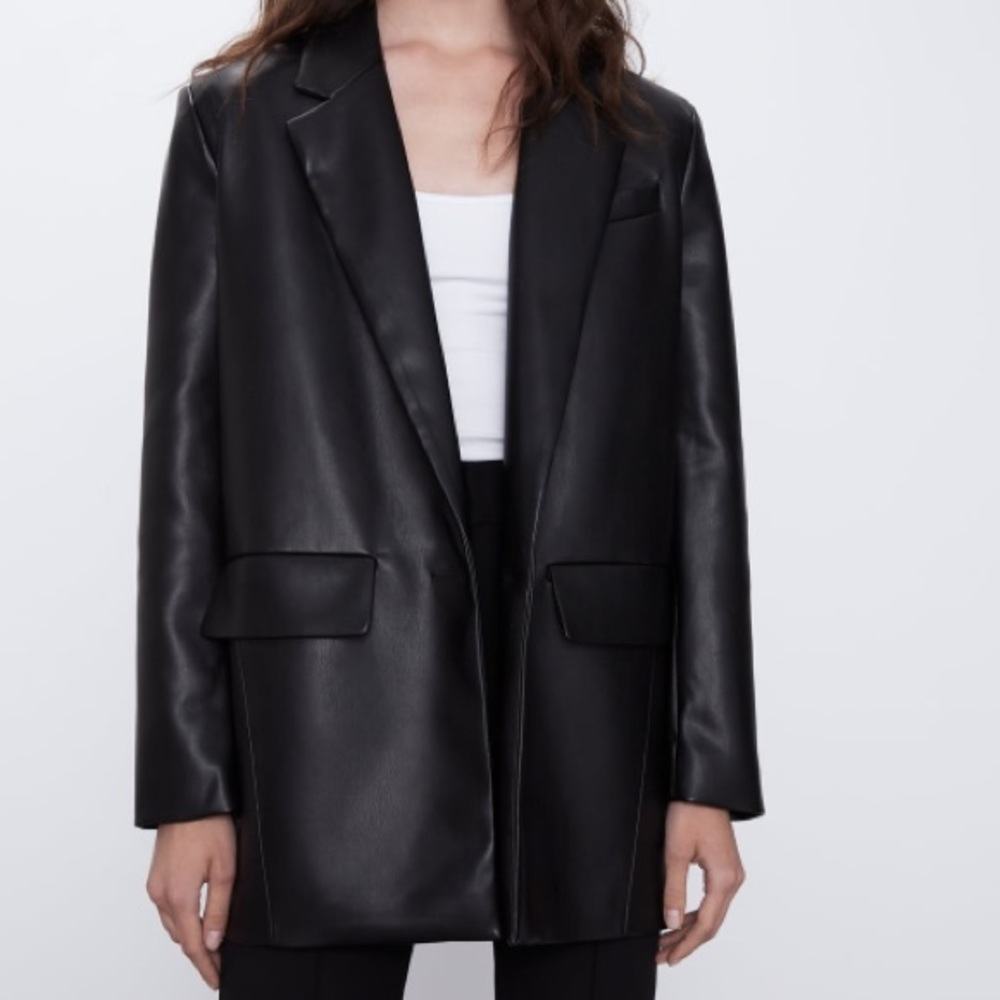 Zara oversized leather blazer